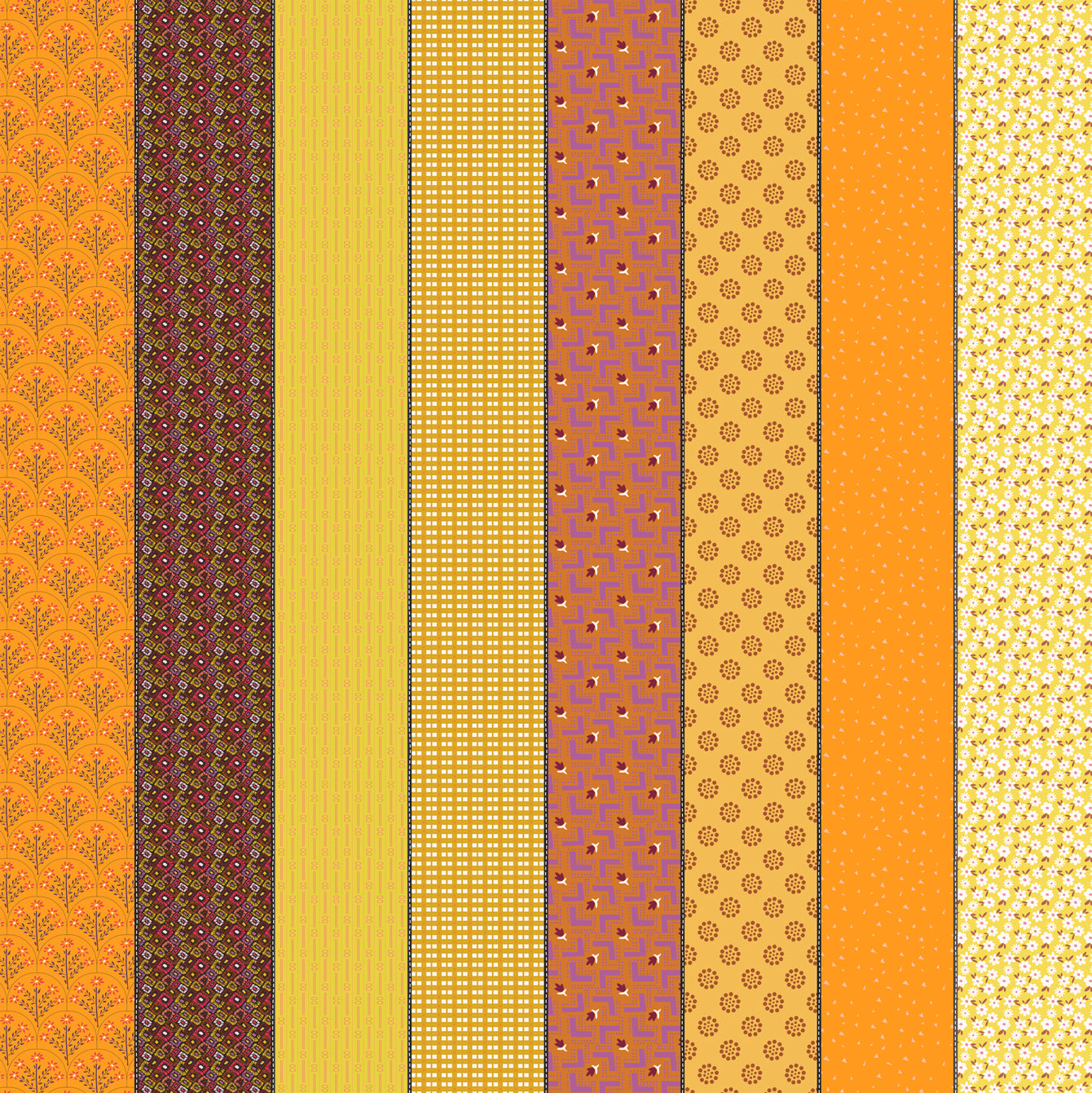 Patterned fabric with vertical stripes in various colors