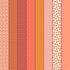 Patterned fabric swatches in various shades of orange and pink.