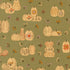 Pattern of decorative pumpkins and gourds on a green background