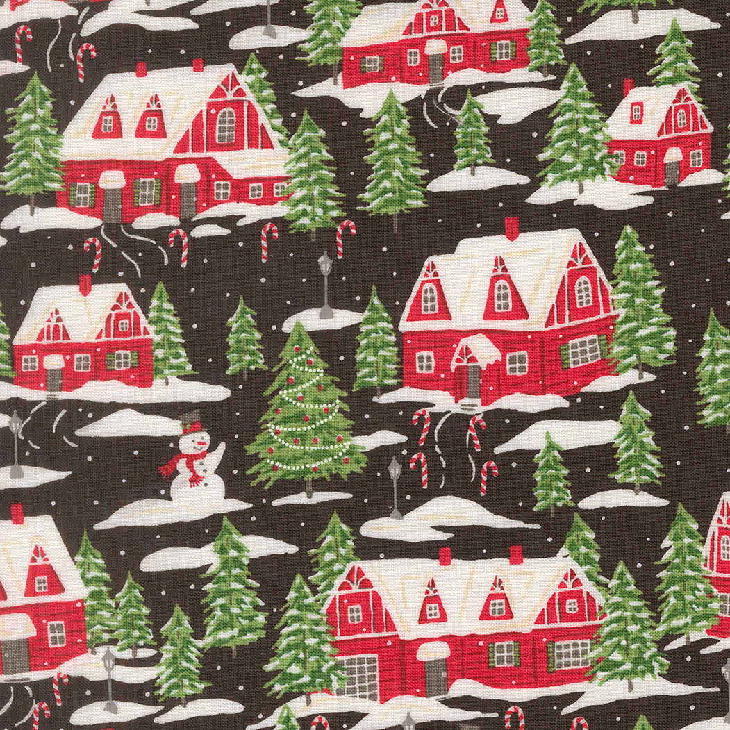 Fabric Moda Midnight Cardinals Village Holiday Cheer by the Quarter Yard 20972-20