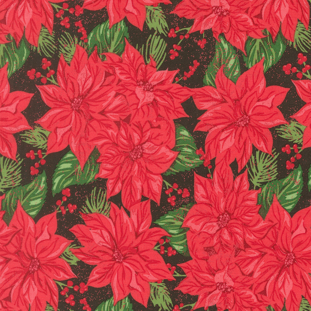 Fabric Moda Midnight Poinsettia Vintage Poinsettia Holiday Cheer by the Quarter Yard 20971-30