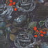 Floral pattern with roses and berries on a dark background