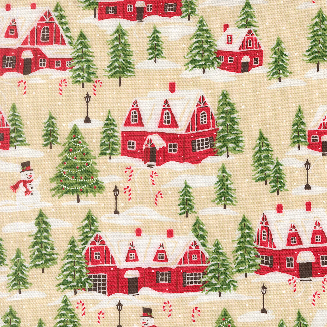 Fabric Moda Natural Cardinals Village Holiday Cheer by the Quarter Yard 20972-11