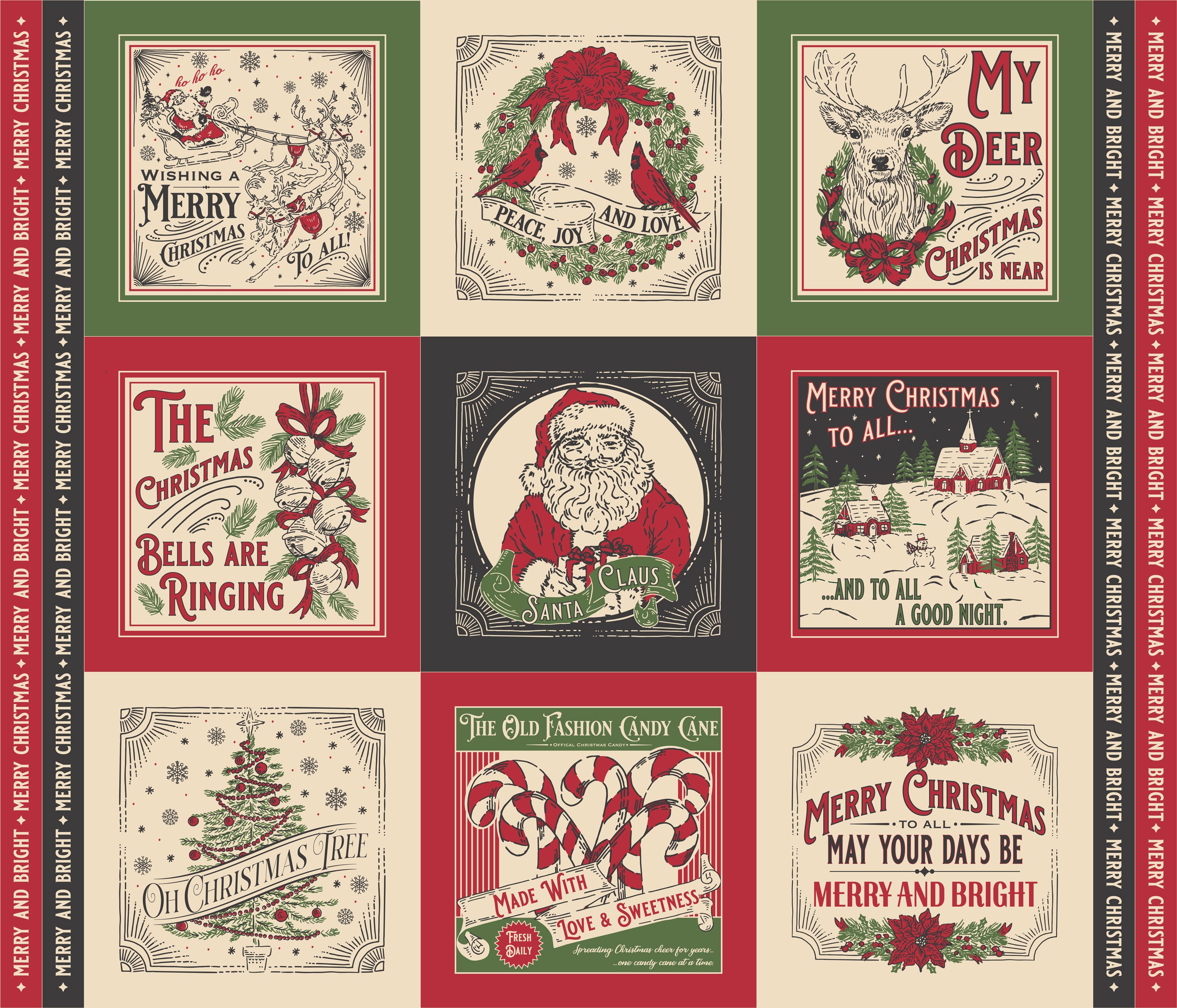 Fabric Moda Natural Holiday Cheer Christmas Panel 36x44" 20978-11