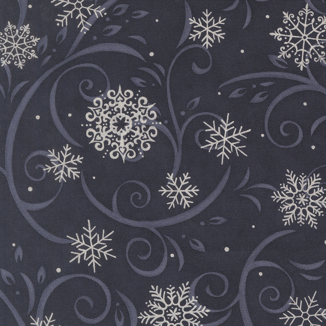Fabric Moda Night Sky Swirling Snowflakes When Snow Falls by the Quarter Yard 56172-13