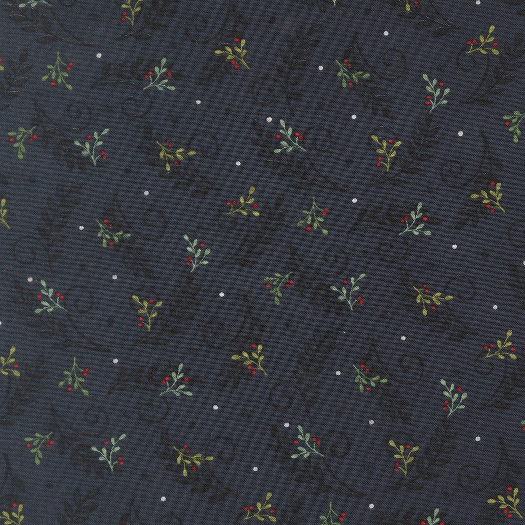 Fabric Moda Night Sky Tossed Greenery When Snow Falls by the Quarter Yard 56175-13
