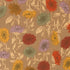 Pattern of sunflowers in various colors on a brown background