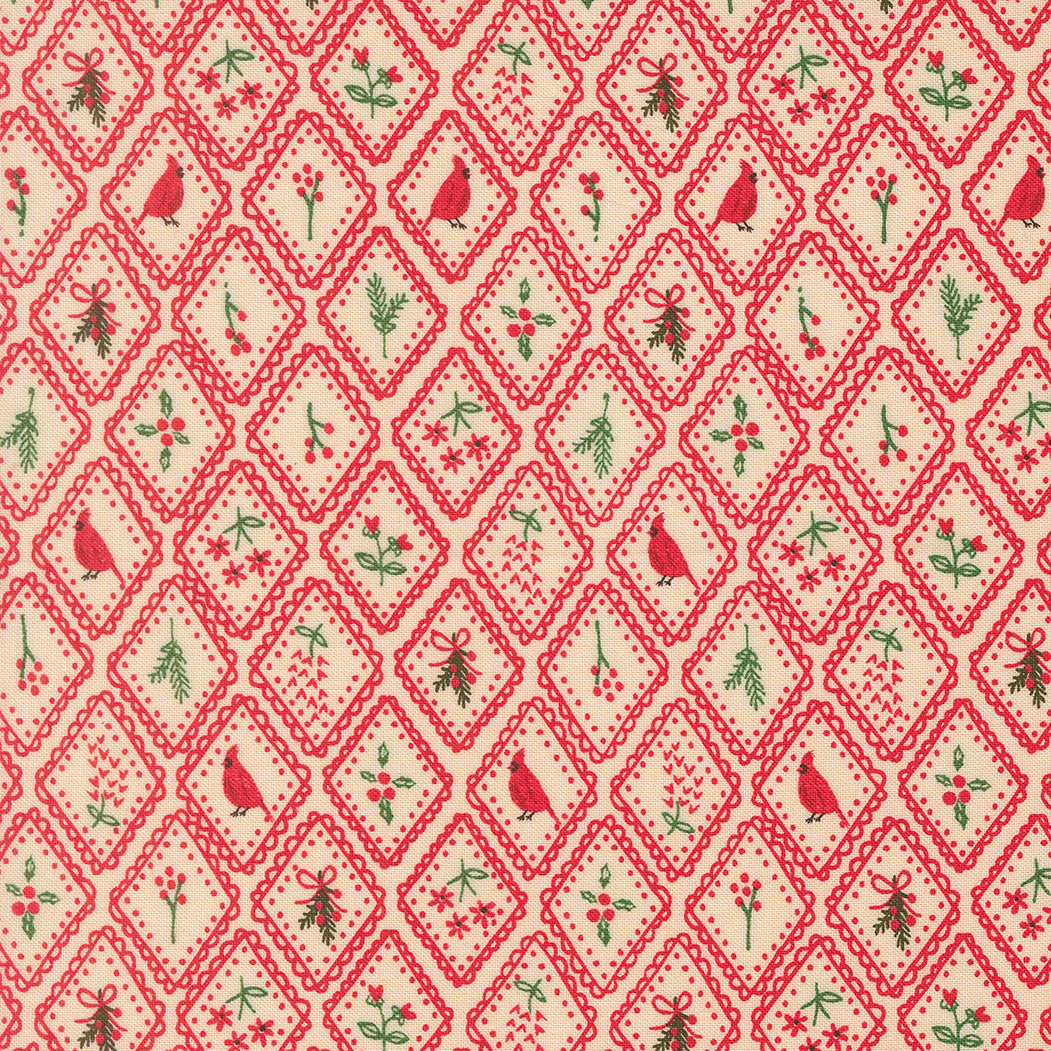 Fabric Moda Poinsettia Christmas Charm Holiday Cheer by the Quarter Yard 20974-17