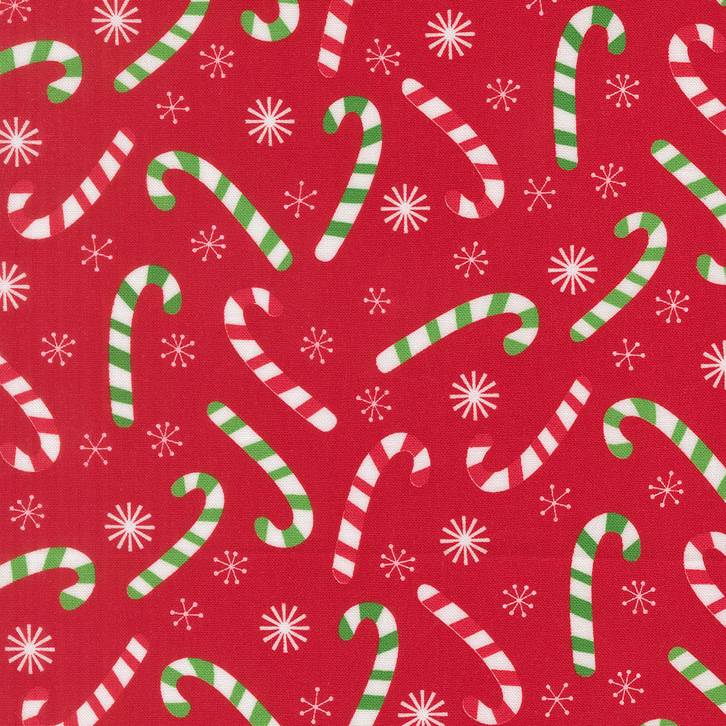 Fabric Moda Poinsettia Red Candy Cane Snow Time by the Quarter Yard 22503-14