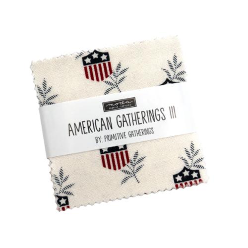 Fabric Moda Precuts American Gatherings III 42pc 2.5x2.5" Mini Charm Pack 49320MC