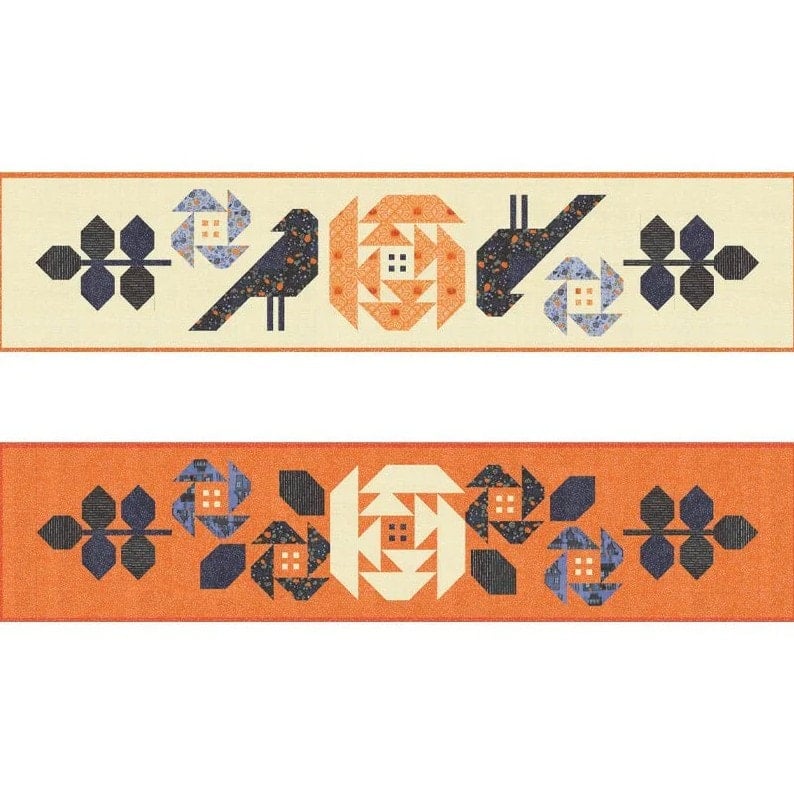 Quilted fabric strip with geometric pattern on a white background