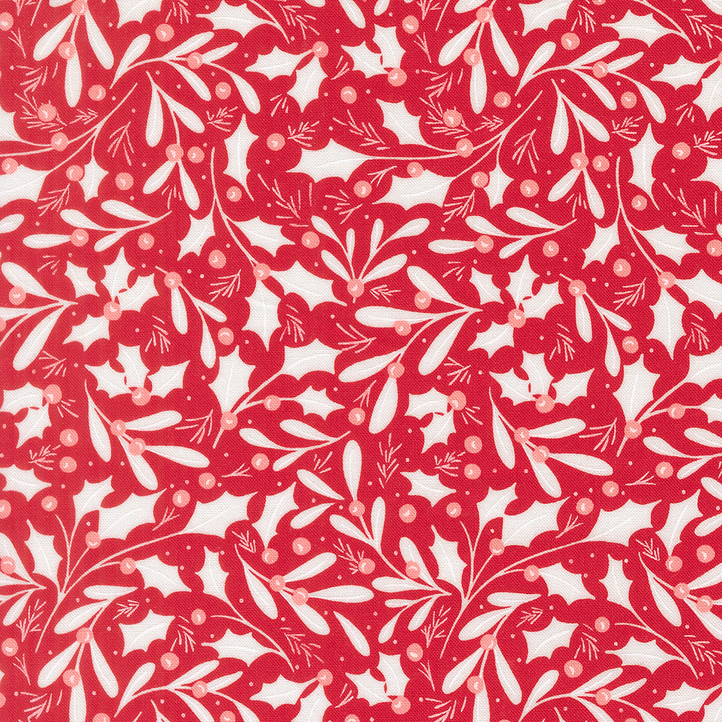Red and white floral pattern on a red background