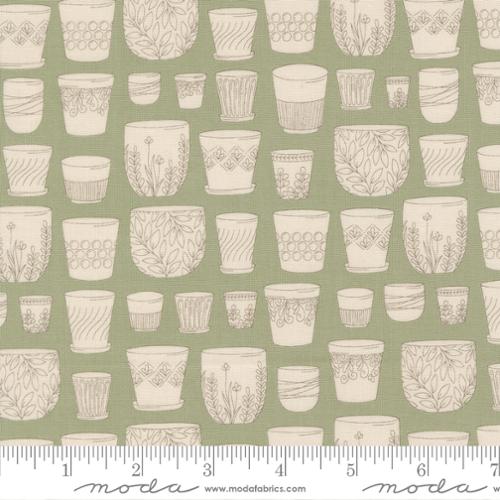 Fabric Moda Sage Pots Potted by the Quarter Yard 26141-24