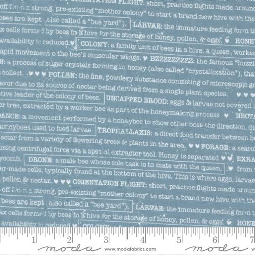 Fabric Moda Sky Buzz Words Wild Honey by the Quarter Yard 5254-14