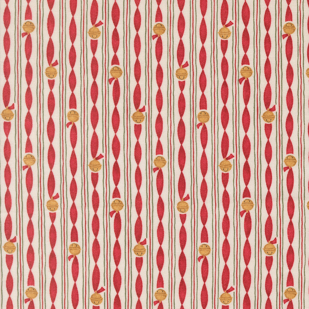 Fabric Moda Snowy White Jingle Bell Stripes When Snow Falls by the Quarter Yard 56176-11
