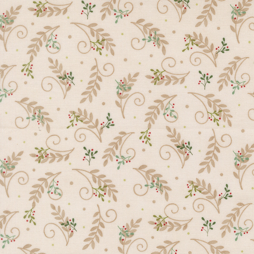 Fabric Moda Snowy White Tossed Greenery When Snow Falls by the Quarter Yard 56175-11