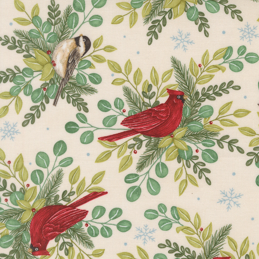 Fabric Moda Snowy White Winter Birds Allover When Snow Falls by the Quarter Yard 56170-11