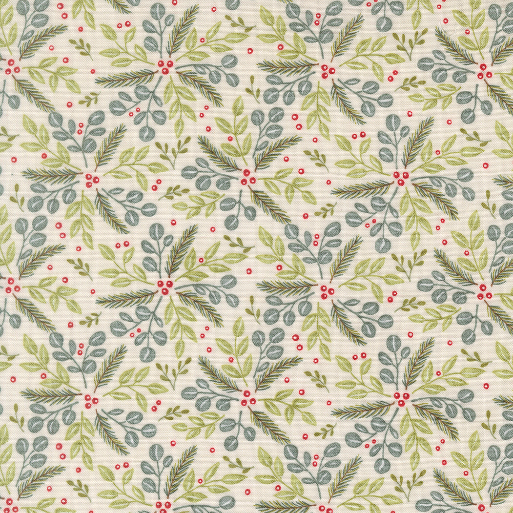 Fabric Moda Snowy White Winter Greenery When Snow Falls by the Quarter Yard 56174-11