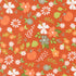 Floral and pumpkin pattern on a red background