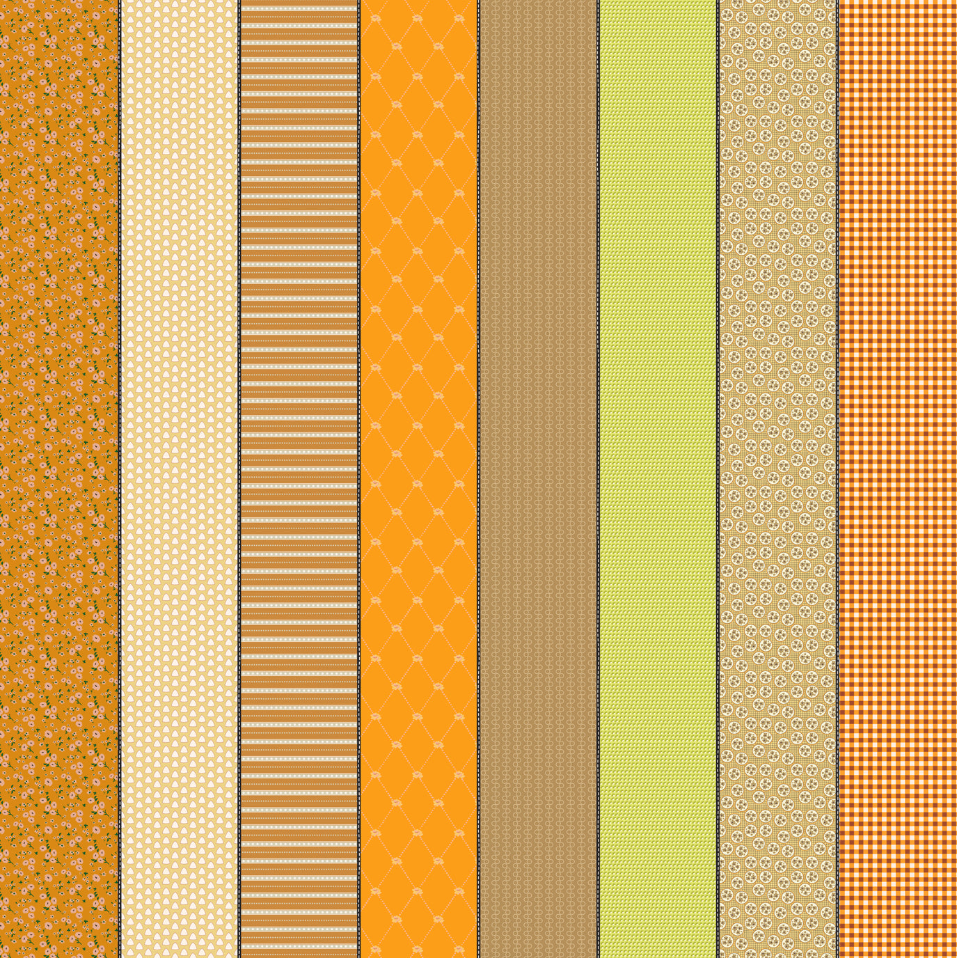 Set of vertical stripes with various patterns and colors