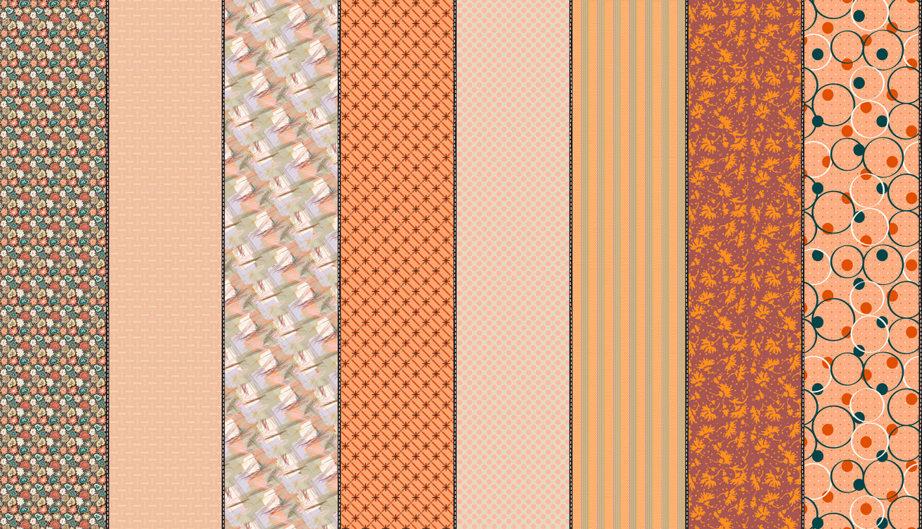 Collection of various patterned strips in different colors and designs.