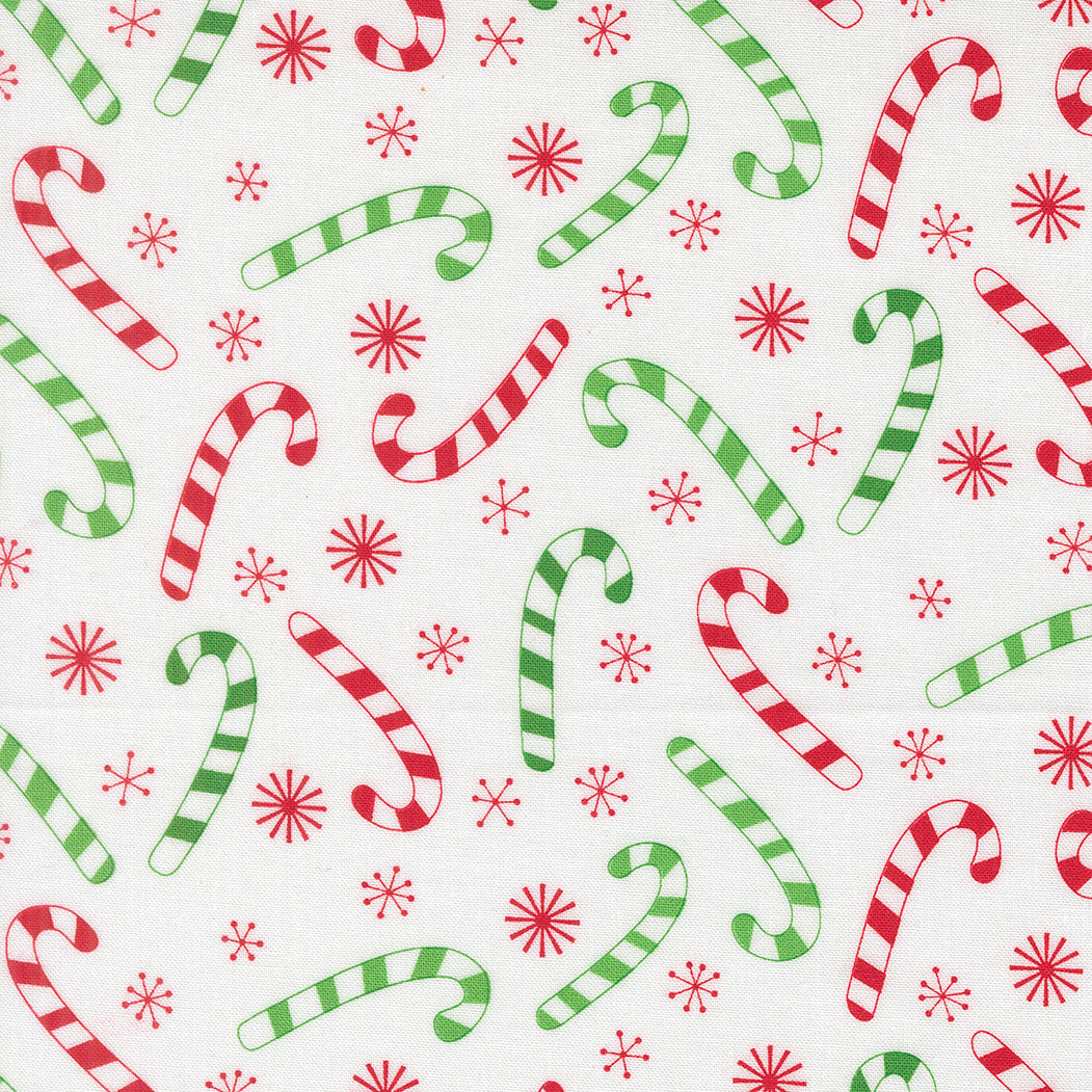 Fabric Moda Winter White Candy Cane Snow Time by the Quarter Yard 22503-11