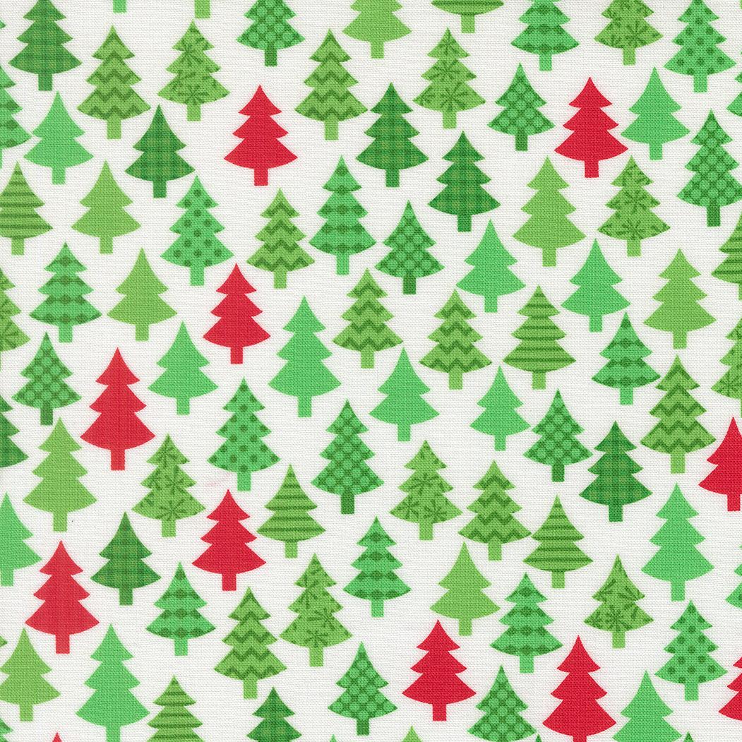 Fabric Moda Winter White Christmas Trees Snow Time by the Quarter Yard 22502-11
