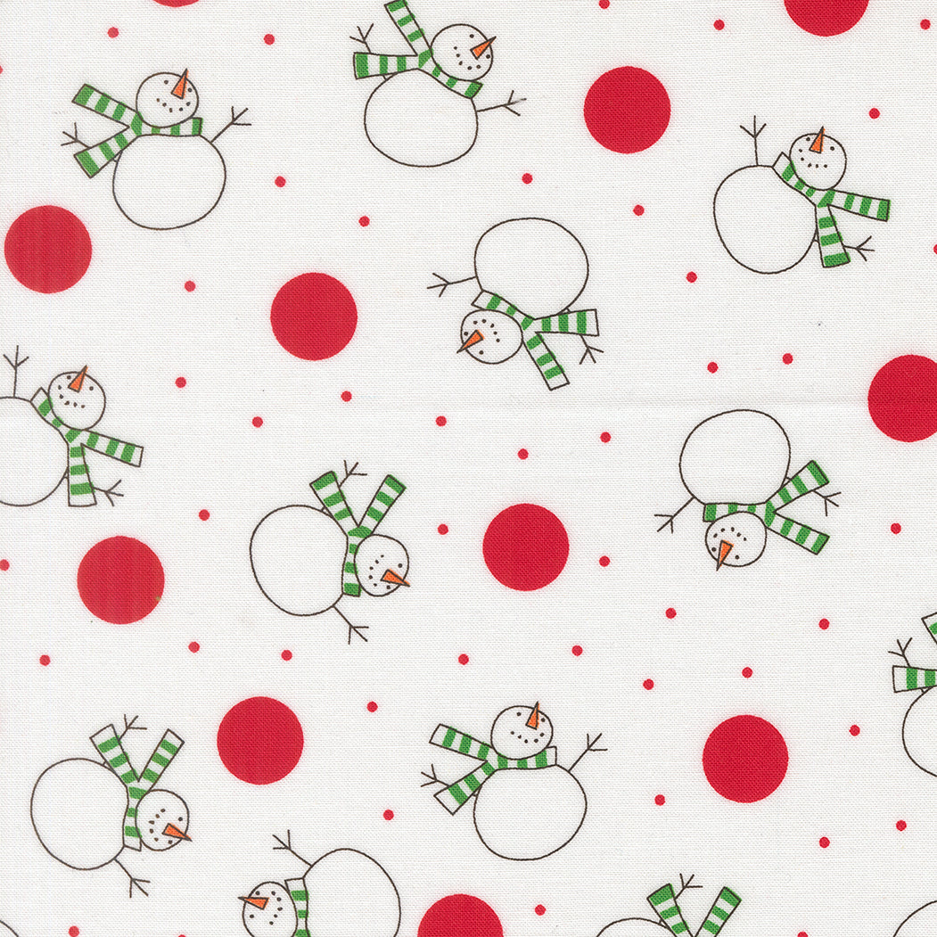 Fabric Moda Winter White Tossed Snowman Snow Time by the Quarter Yard 22501-11