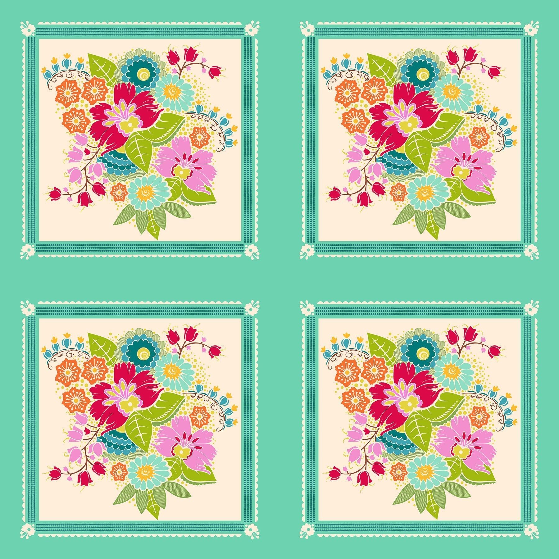 Fabric Northcott Anna Maria Bright Square Dance Allegory by the Quarter Yard AMT144-64C