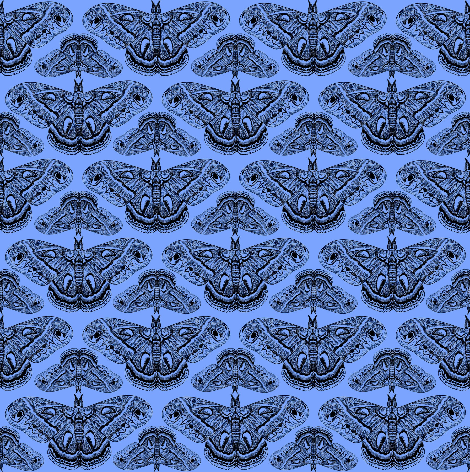 Fabric Northcott Anna Maria Cerulean Cecropia Indelible Ink by the Quarter Yard AMT1008-45C