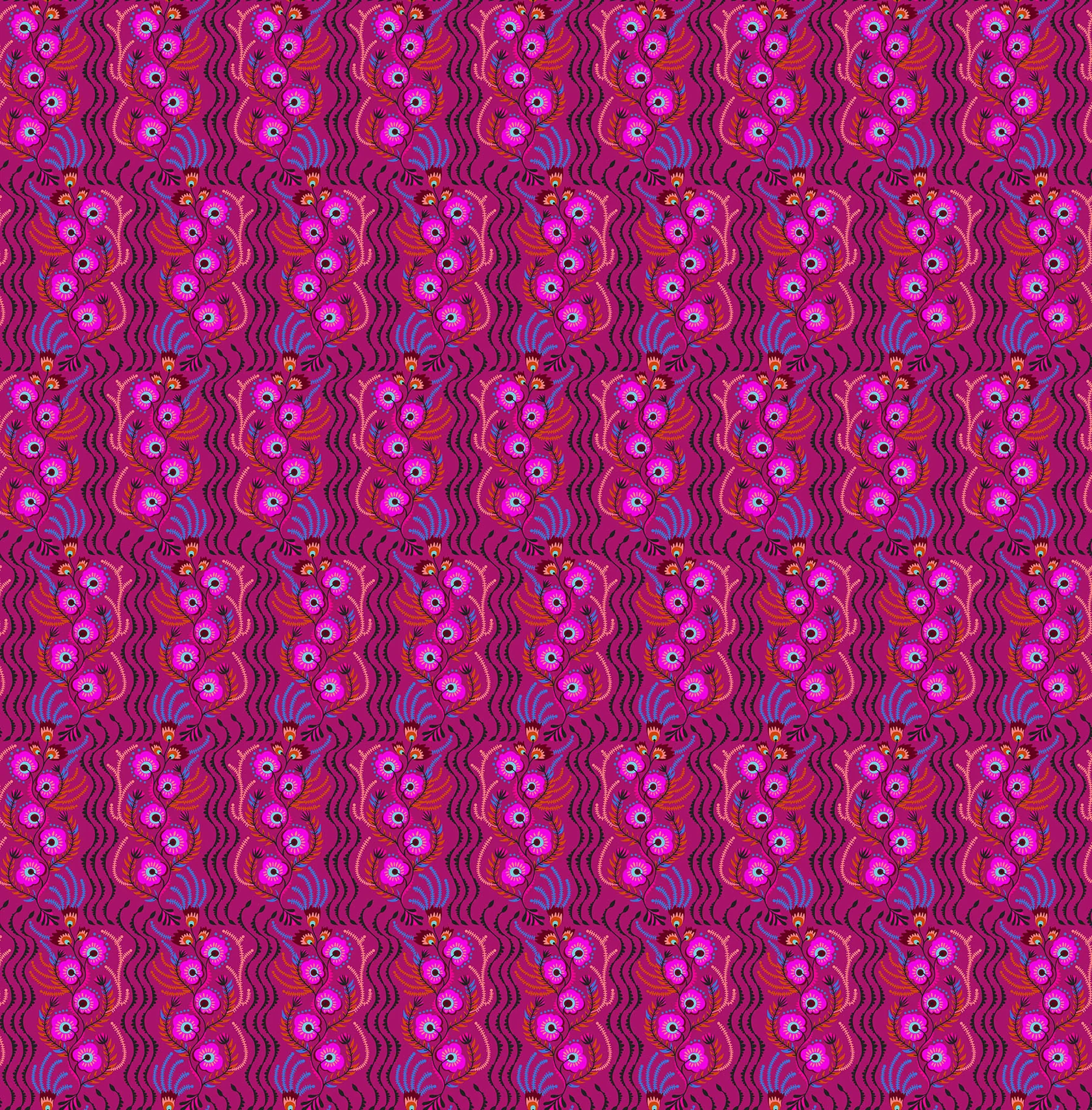 Fabric Northcott Anna Maria Magenta Tambourine Allegory by the Quarter Yard AMT147-28L