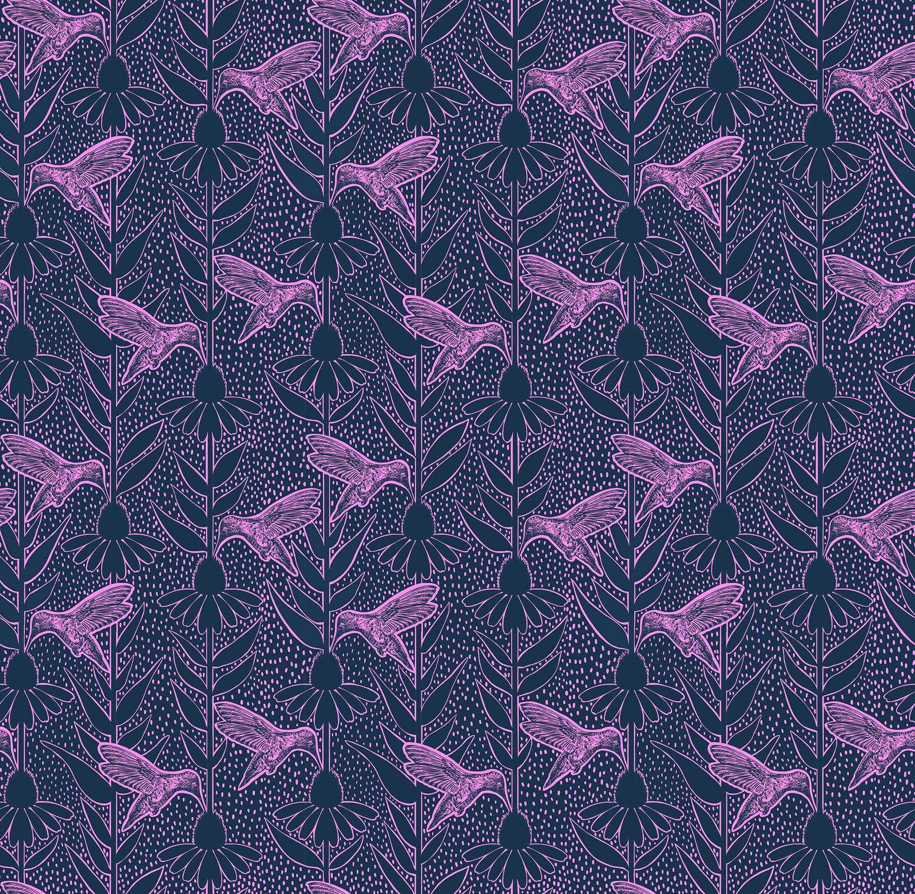 Fabric Northcott Anna Maria Navy Humming Indelible Ink by the Quarter Yard AMT1007-49C