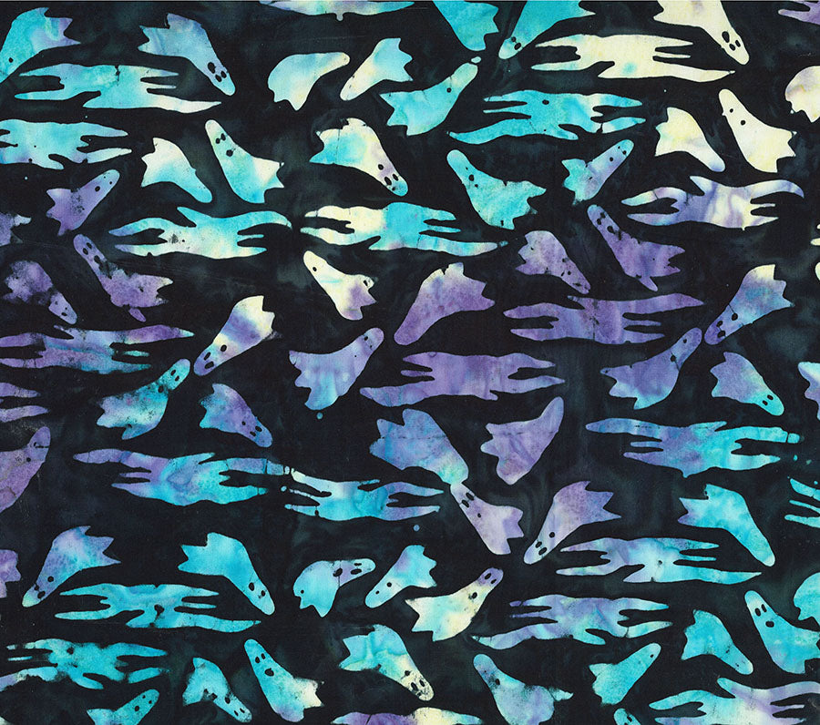 Fabric Northcott Black Ghosts & Clouds Happy Haunting Banyan Batiks by the Quarter Yard 83710-99