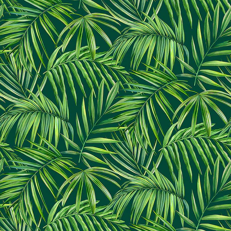 Fabric Northcott Black Palm Leaves Coastal Breeze by the Quarter Yard DP28564-78