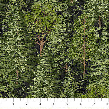 Fabric Northcott Black Trees Bear Necessities by the Quarter Yard 28626-99