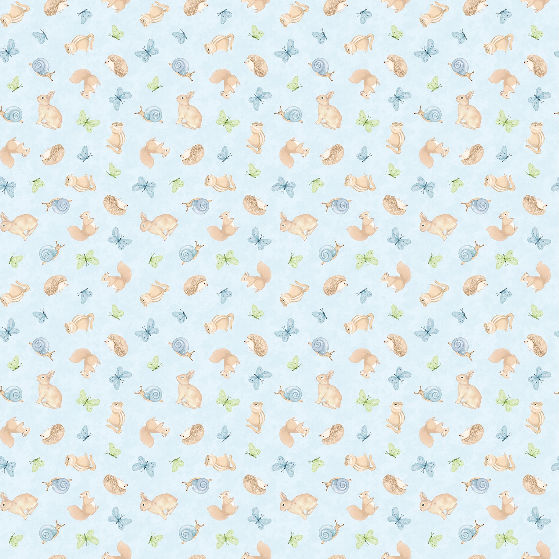 Pattern of cartoon animals on a light blue background