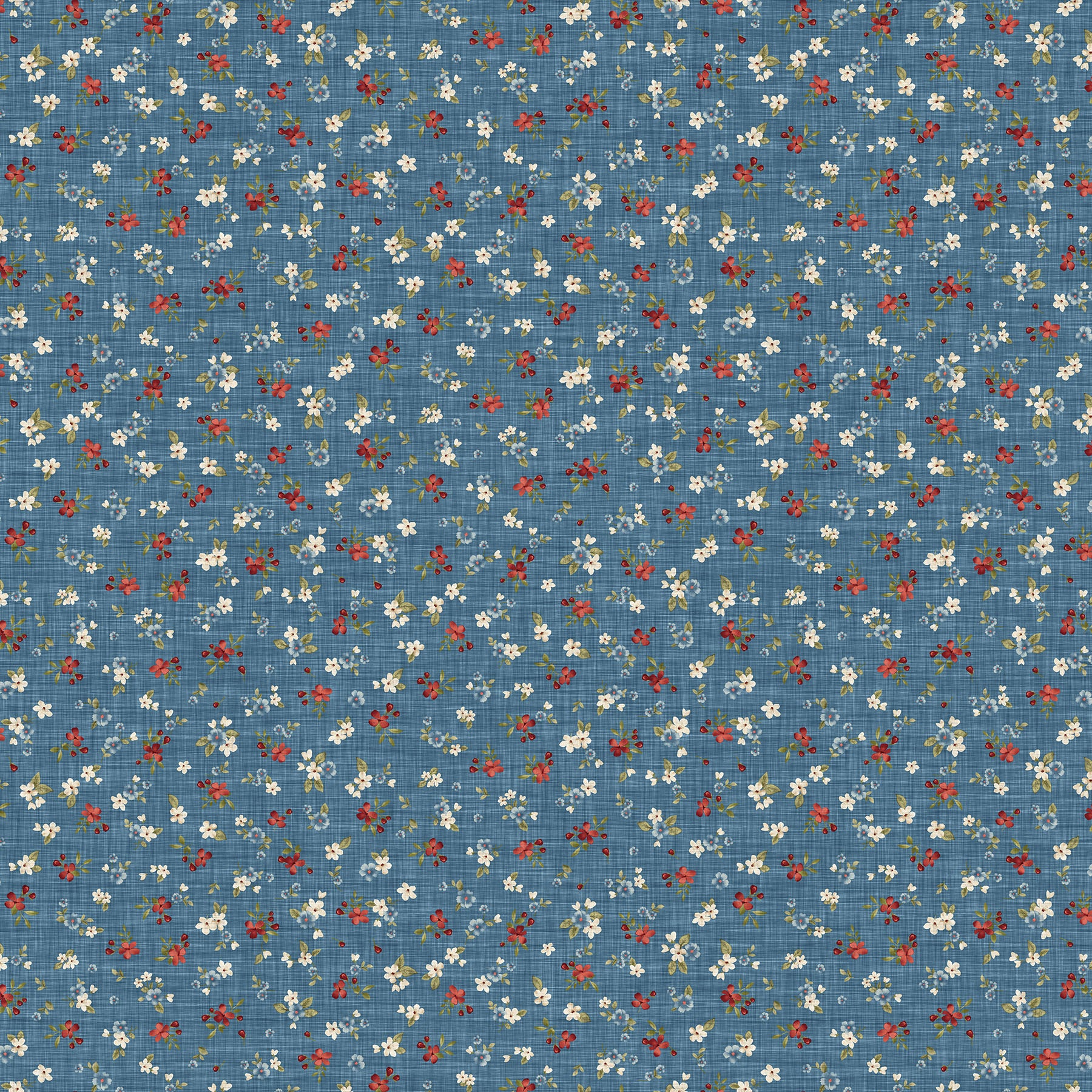 Fabric Northcott Blue Multi Floral Toss Farmhouse Sampler by the Quarter Yard 28605-44