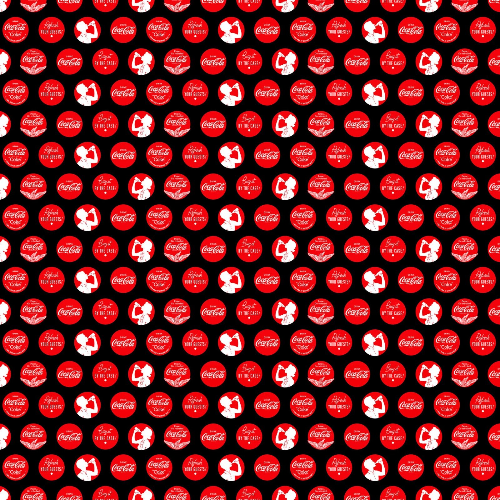 Fabric Northcott Bottle Top Coca Cola by the Quarter Yard CC1003-99