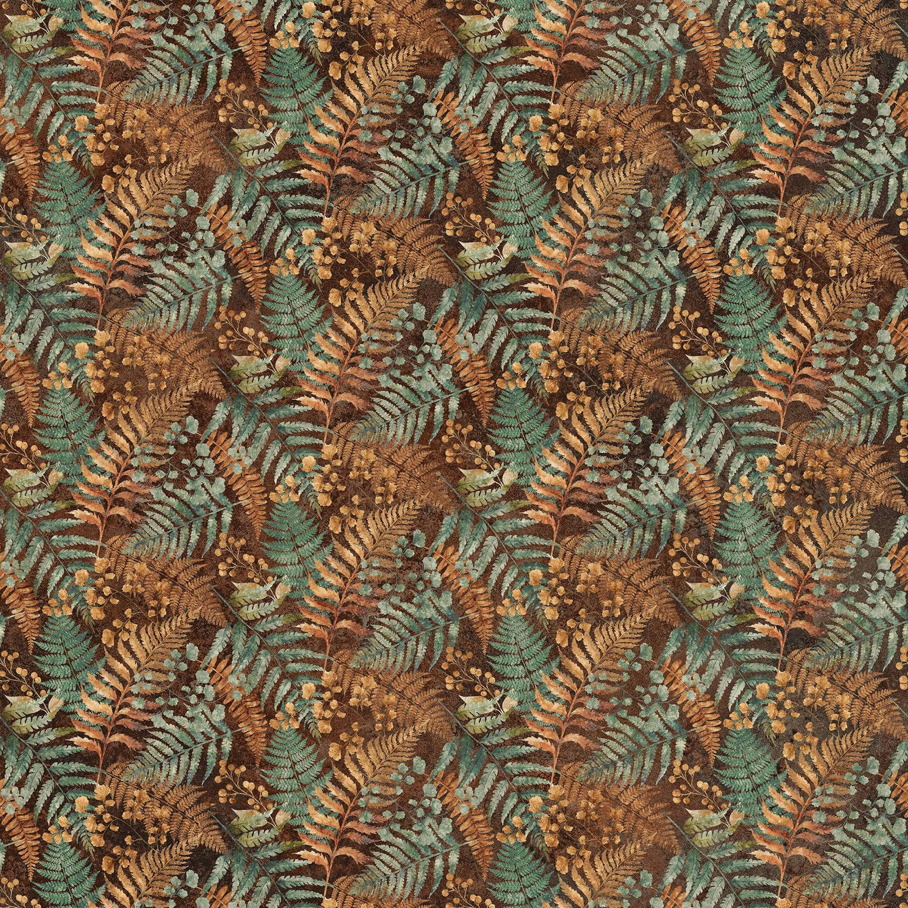 Fabric Northcott Brown Ferns Rooted Stonehenge by the Quarter Yard DP28766-69