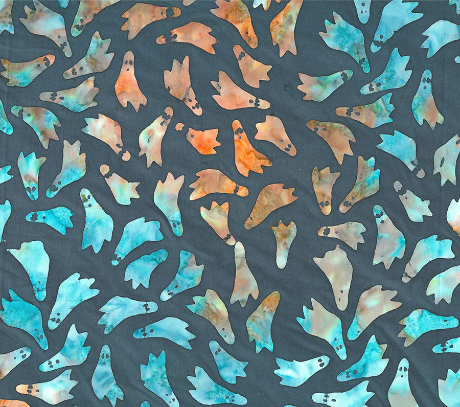 Fabric Northcott Charcoal Ghosts Happy Haunting Banyan Batiks by the Quarter Yard 83707-94