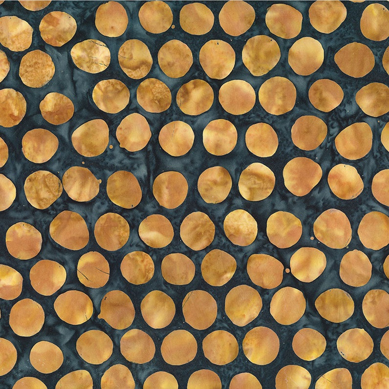 Pattern of gold circles on a dark blue background
