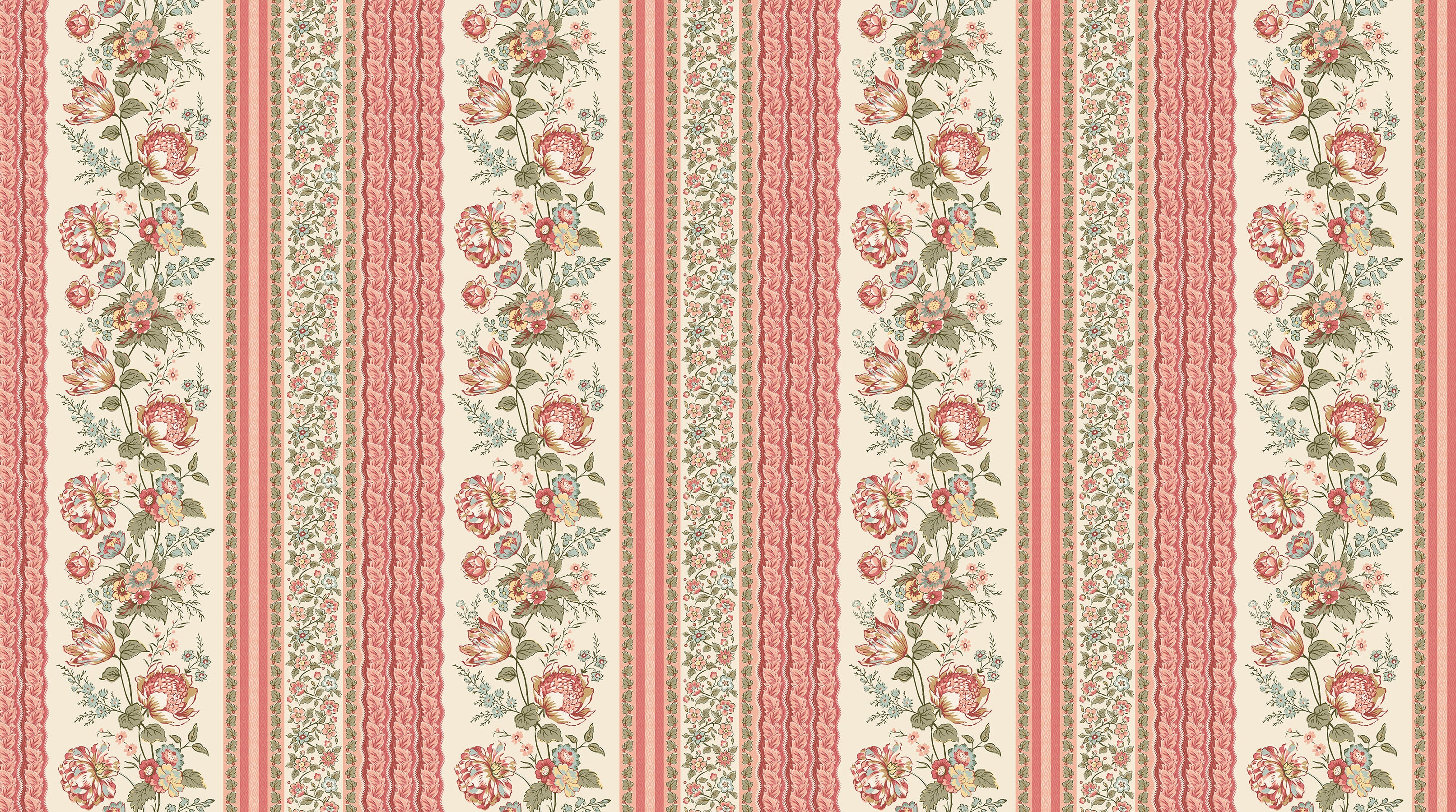 Fabric Northcott Cream Floral Stripe Antiques Road Show by the Quarter Yard 28966-11