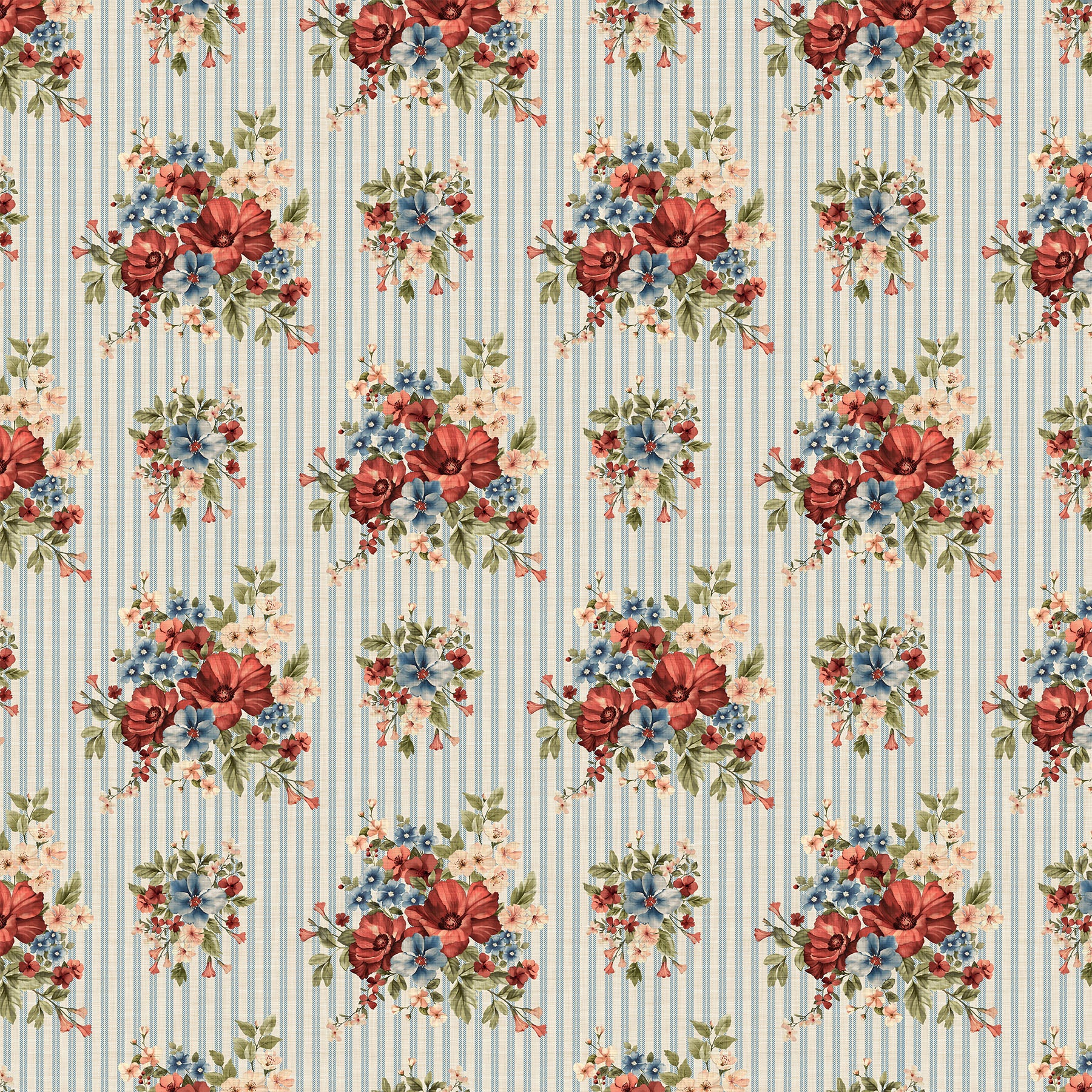 Fabric Northcott Cream Multi Floral Bouquet Farmhouse Sampler by the Quarter Yard DP28600-11