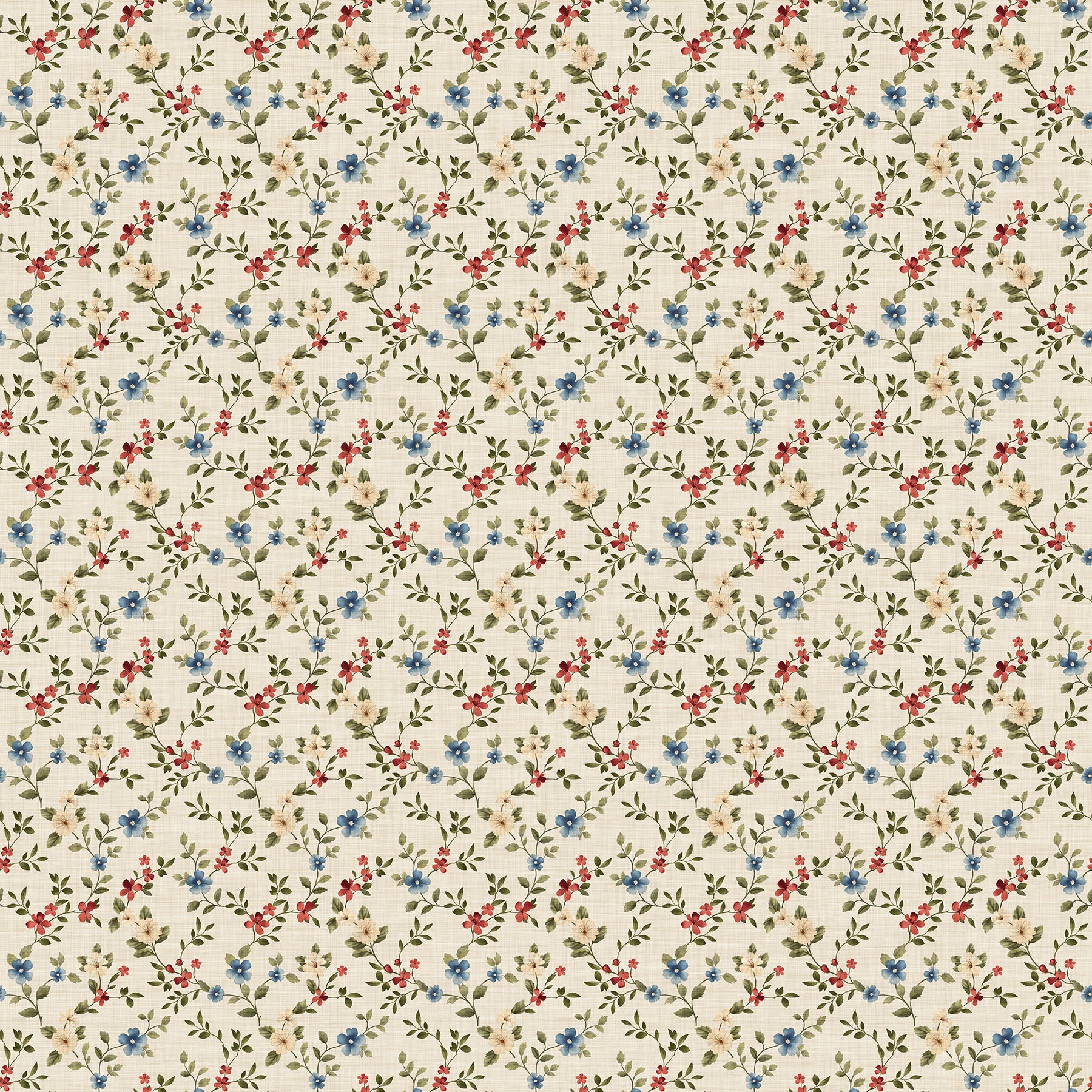 Fabric Northcott Cream Multi Floral Trail Farmhouse Sampler by the Quarter Yard 28604-11