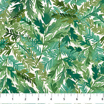 Fabric Northcott Cream Packed Ferns Luscious by the Quarter Yard DP28752-11