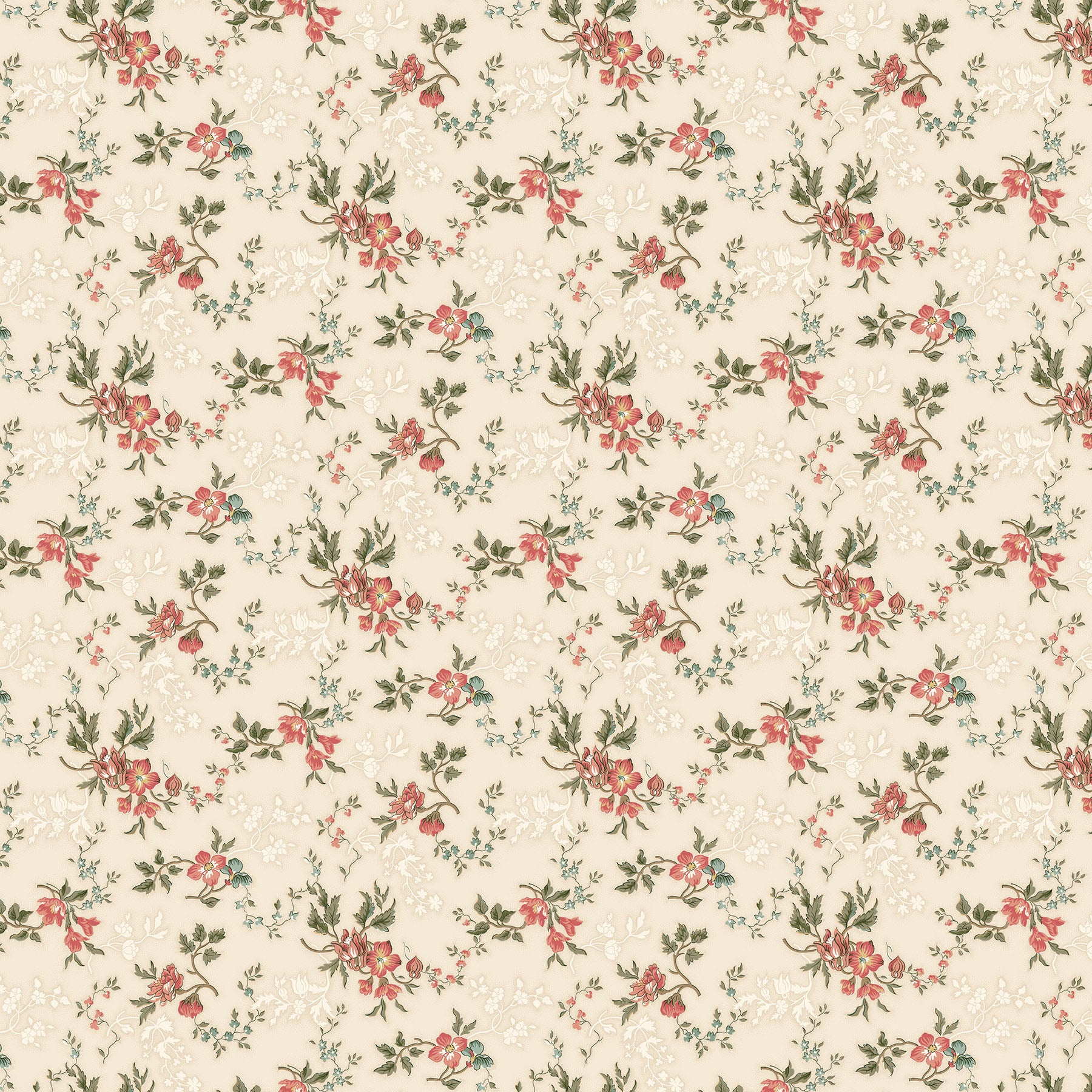 Fabric Northcott Cream Small Floral Trail Manoir Antiques Road Show by the Quarter Yard 28969-11
