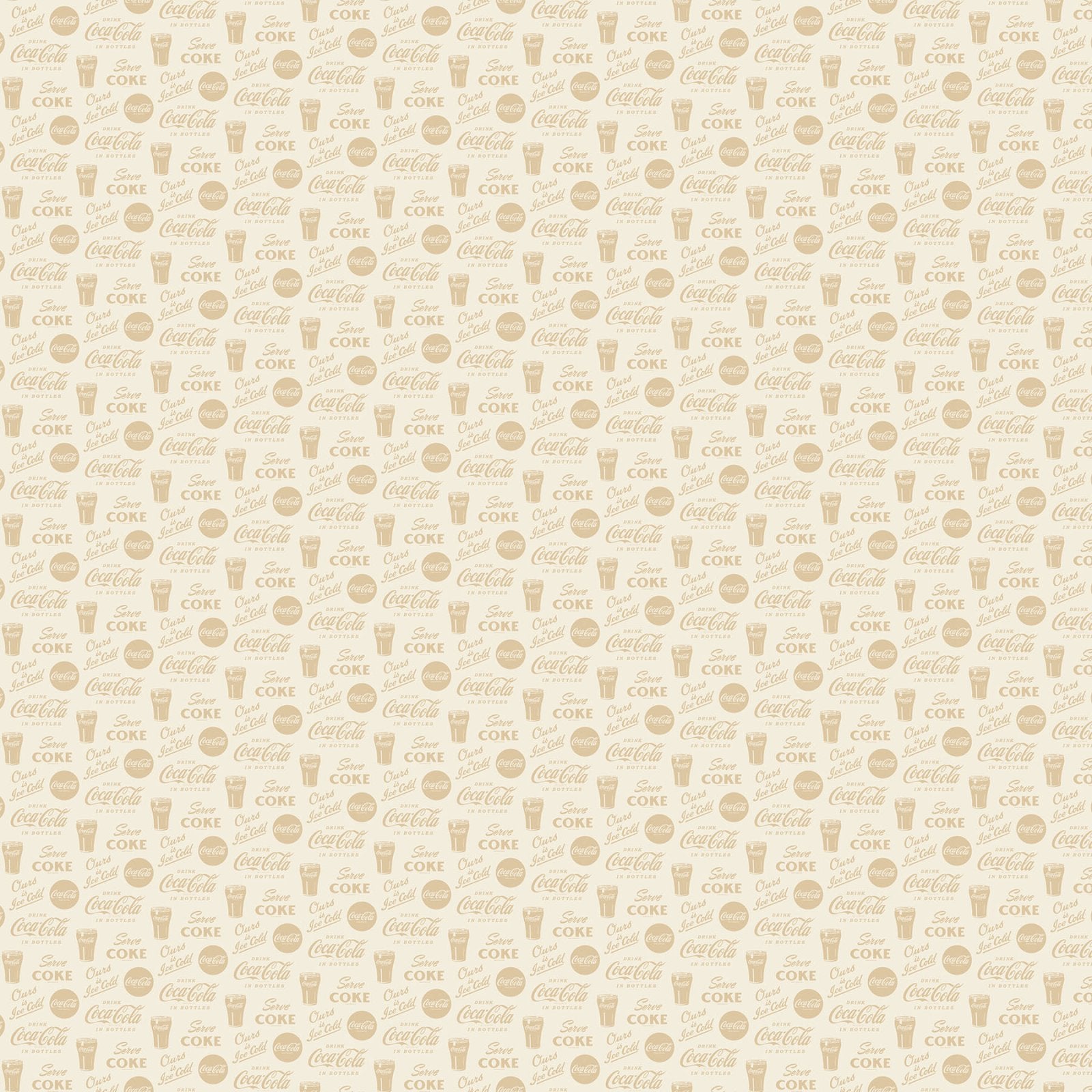 Fabric Northcott Cream Tonal Coke Sayings Coca Cola by the Quarter Yard CC1007-30