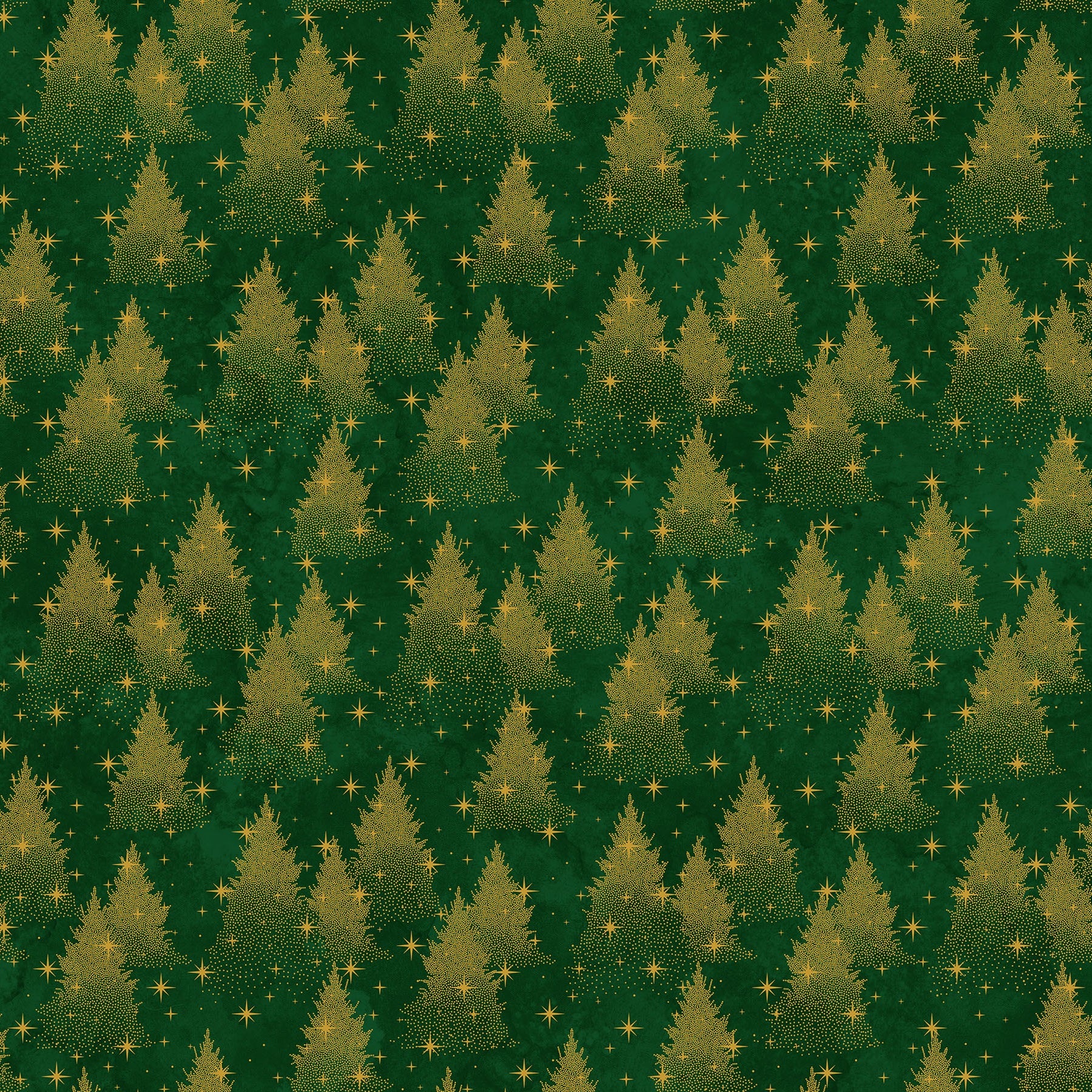 Fabric Northcott Dark Green Trees O' Christmas Tree Shimmer by the Quarter Yard 28958M-76
