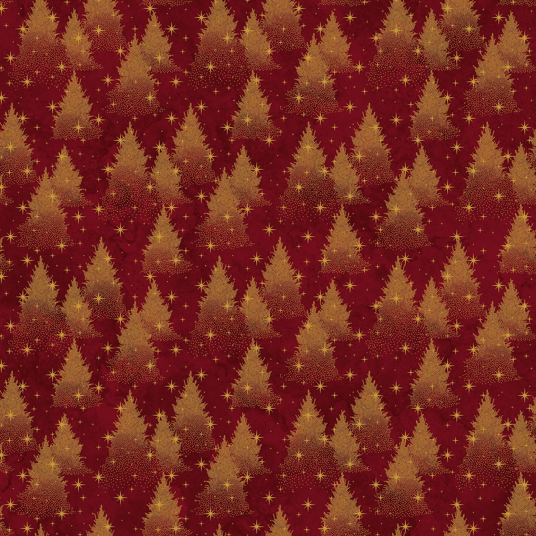 Fabric Northcott Dark Red Trees O' Christmas Tree Shimmer by the Quarter Yard 28958M-26