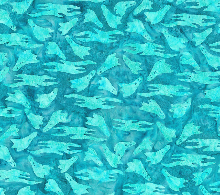 Fabric Northcott Dark Teal Ghosts & Clouds Happy Haunting Banyan Batiks by the Quarter Yard 83710-64